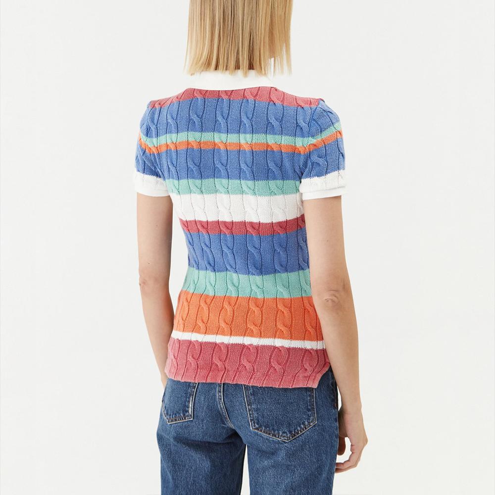Polo Ralph Lauren Color Block Striped Knit Polo Shirt Women Tops Multicolor 211905926002