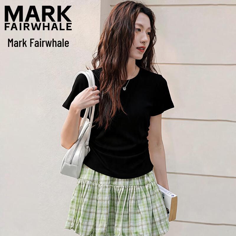 Mark Fairwhale Женская плиссированная футболка с круглым вырезом и короткими рукавами