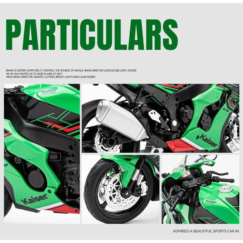 1/12 Kawasaki Ninja ZX-10R Heavy Locomoti Alloy Motorcycle Model Cross-country Racing Motorcycle Model Sound Light Kids Toy Gift