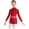 Girls Figure Skating Athletic Gymnastics Dance Performance Leotard Glittery Rhinestones Long Sleeve Jazz Ballet Dance Bodysuit