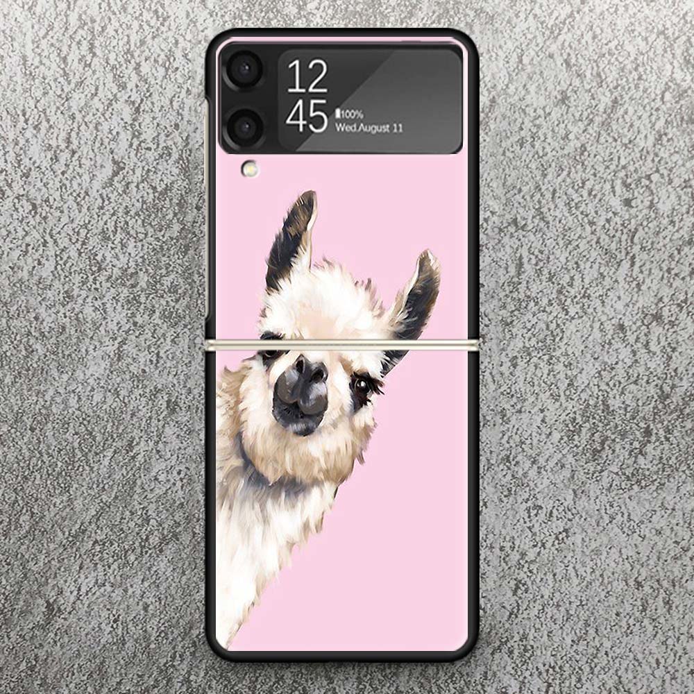 Lama Llama Alpacas Print Case For Samsung Galaxy Z Flip 3 4 5 6 7 5G Phone Shell Flip7 Flip6 Flip5 Flip4 Flip3 Pattern Cover For