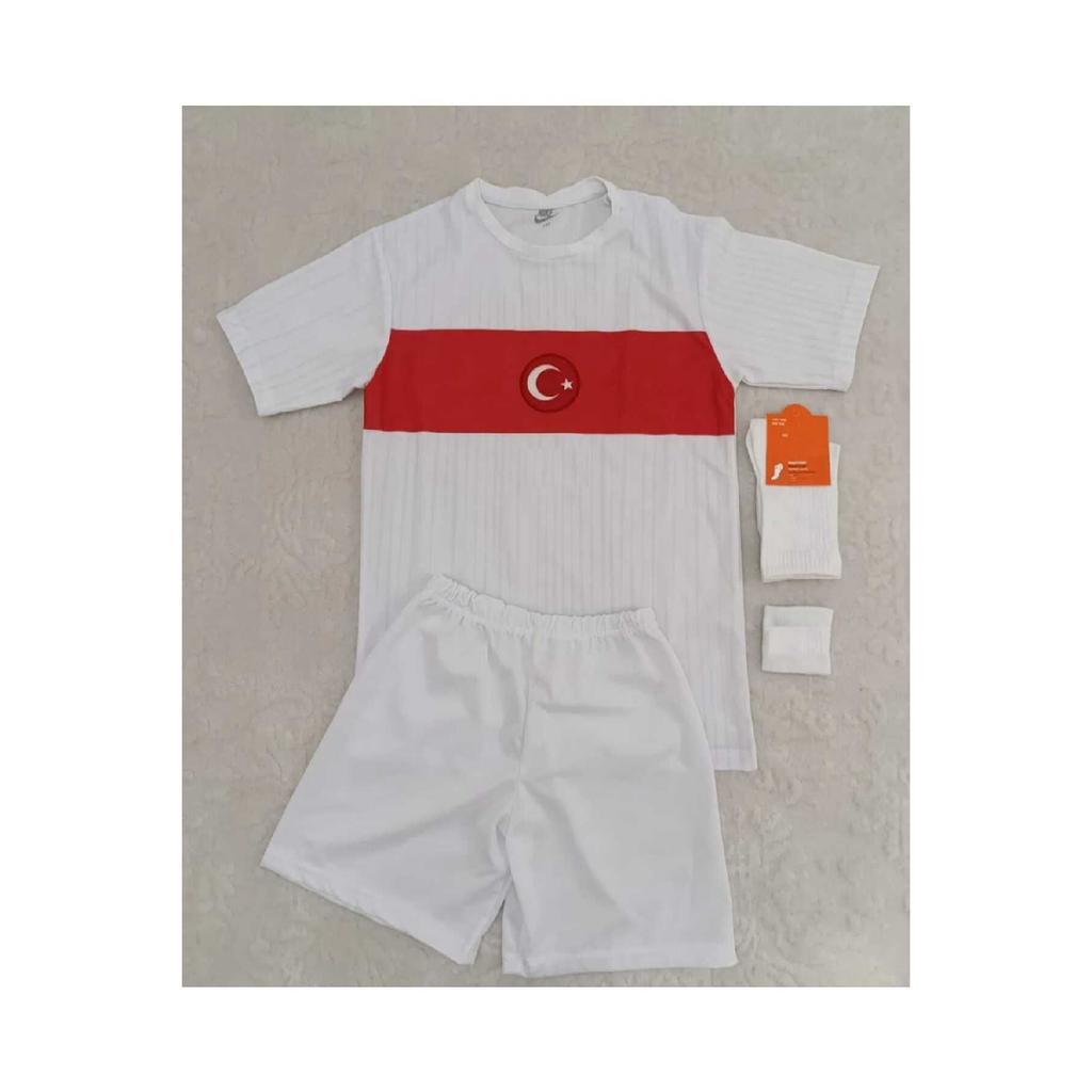 Желтый Trkiye Kids Бело-красный трикотаж из 4-х хлопчатобумажных тканей с обратной стиркой Предпочтительный полиэстер