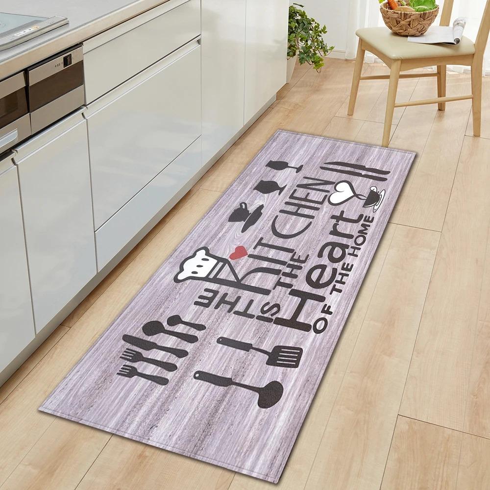 Non Slip Kitchen Runner Rug Tableware Pattern Wear Resistant Floor Mat Home Decor Carpet