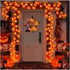 Halloween LED Lights String,Artificial Maple Pumpkin Leaf Light String Garland,Halloween Christmas Thanksgiving Day Home Decorations