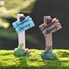 Micro Landscape Mini Road Sign Simulation Stone Signpost Welcome Stake Figurine Fairy Garden