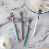 Набор из 4 вилок для чая Bogen Eiffel Rose Gold C, 4 предмета, кремовый, светло-голубой, светло-розовый, темно-зеленый, популярная корейская столовая посуда