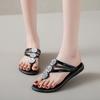 Роскошные женские шлепанцы со стразами и цветами, лето 2024, женские тапочки, сандалии на плоской подошве, женские удобные нескользящие пляжные туфли
