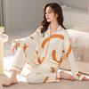 Пижама женская осенняя осенняя хлопковая с длинным рукавом домашняя одежда женская милая большого размера хлопковый комплект из двух предметов