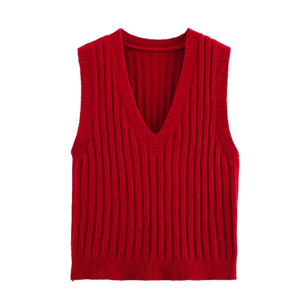 Ladies’ 2025 Spring V-Neck Slim Knit Vest - European & American Style