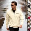 Men's Casual Loose Solid Color Outdoor Fleece Half Zip Stand Up Collar Pullover Hoodie