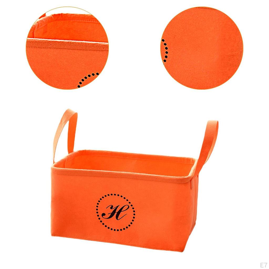 Dog Toy Organizer Bin Treats Organiser Box with Handles, Rectangular Felt Storage Basket for