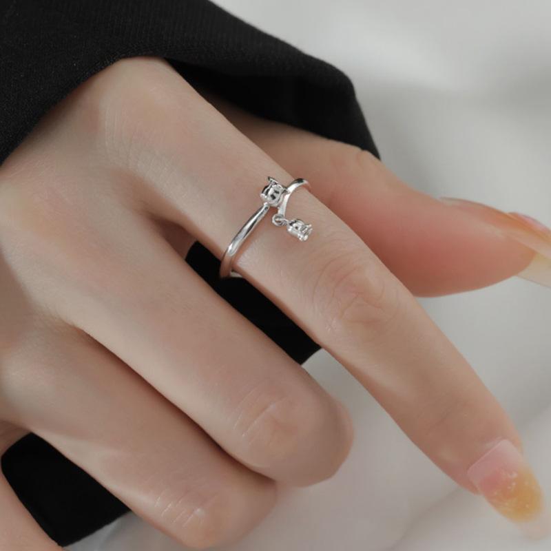 S925 Sterling Silver Lily Ring Female Ins Style Flowers Openings Ring
