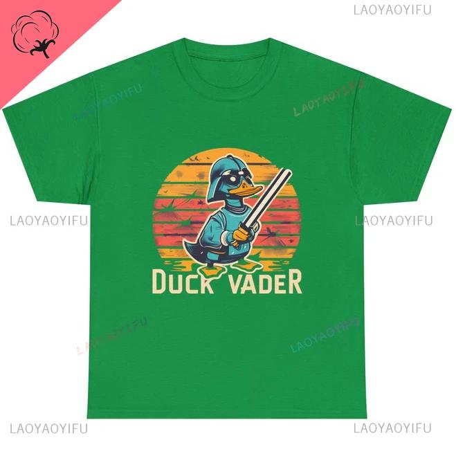 Vintage Ropa Hombre Duck Vader Funny T-Shirt Duck Darth Vader Parody High Quality Cotton Summer Hip-hop Men Streetwear Cotton