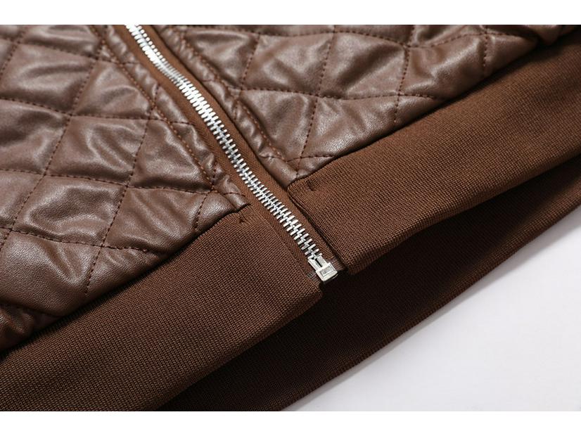 Мужская черная кожаная куртка с воротником-стойкой, на молнии, с прорезными карманами и прямым низом для осенне-зимней повседневной носки