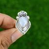 Gift For Her Natural Blue Lace Agate Statement Flower Adjustable Ring 925 Silver