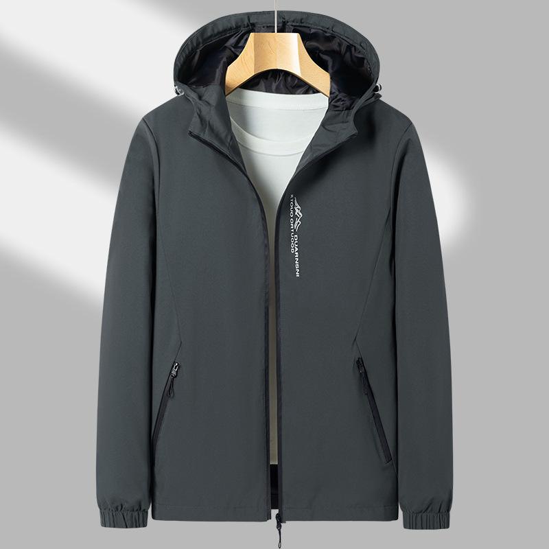Men's Jacket Simple Versatile Hooded Spring and Autumn Versatile Youth Outer Gown Jacket