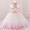 Toddler Pink Baptism Baby Girl 1st Birthday Party Dresses Tulle Wedding Gown Bow Princess Prom Dress for Kids Bridemaid Costumes