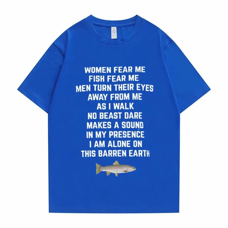 Женщины Fear Me Fish Fear Me Мужчины Женщины Повседневная футболка Топы Футболка Свободная футболка Crew Oversize Приталенная мягкая аниме манга футболка Одежда