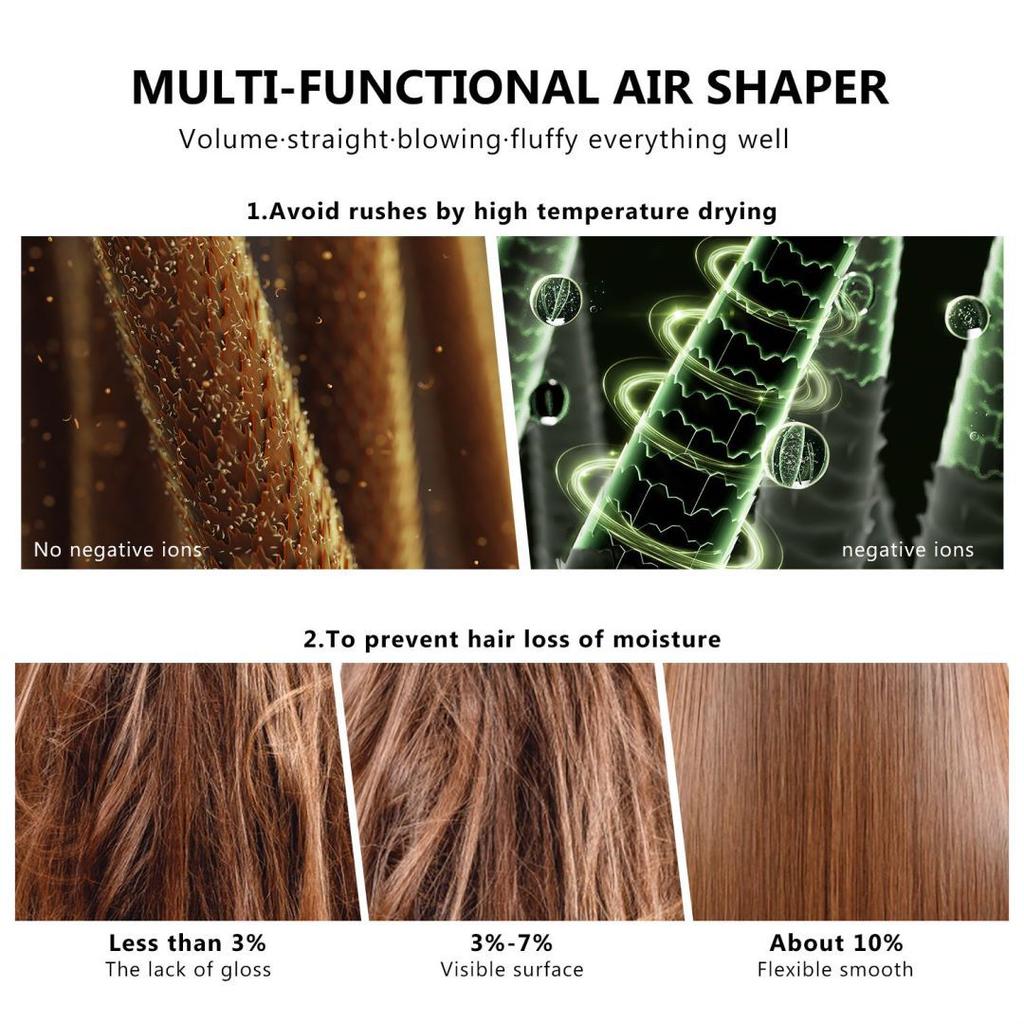 7 In 1 Detachable Hair Styling Tools,Ionic Hair Dryer with Diffuser, Air Hair Curlers, Hot Air Brush Curling Brush, Hair Straightener Brush