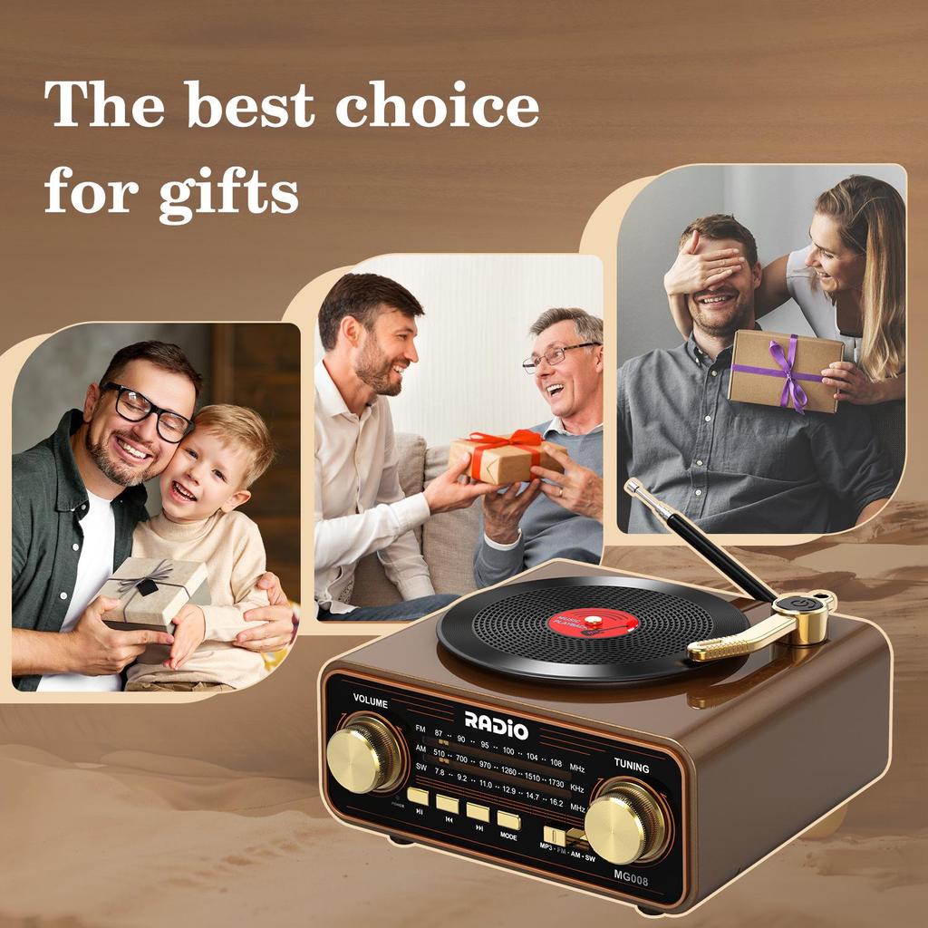 Vintage-Style Multi-Band Bluetooth Speaker/Gramophone