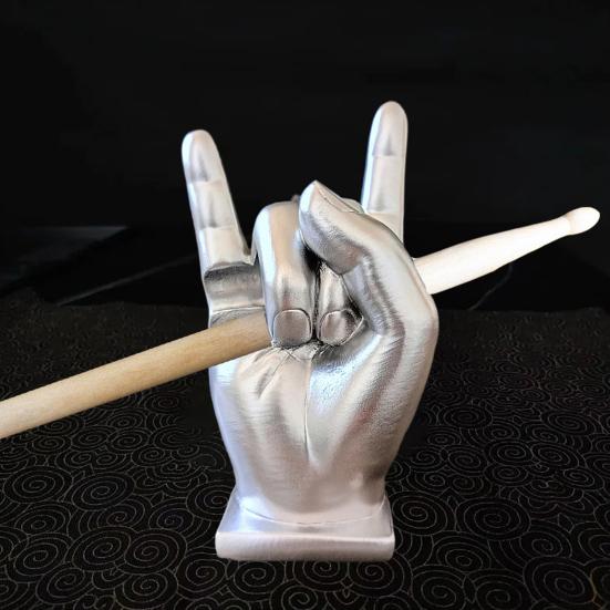 Подставка для украшений в виде жеста, многофункциональный держатель для ручек в виде барабанных палочек, полимерная скала, музыкальный аксессуар, декор с рок-н-ролльным настроением