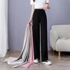 Women Casual Pants Elastic Waist Adjustable Drawstring Solid Color Long Trousers Ice Silk Wide Leg Draped Pants Streetwear
