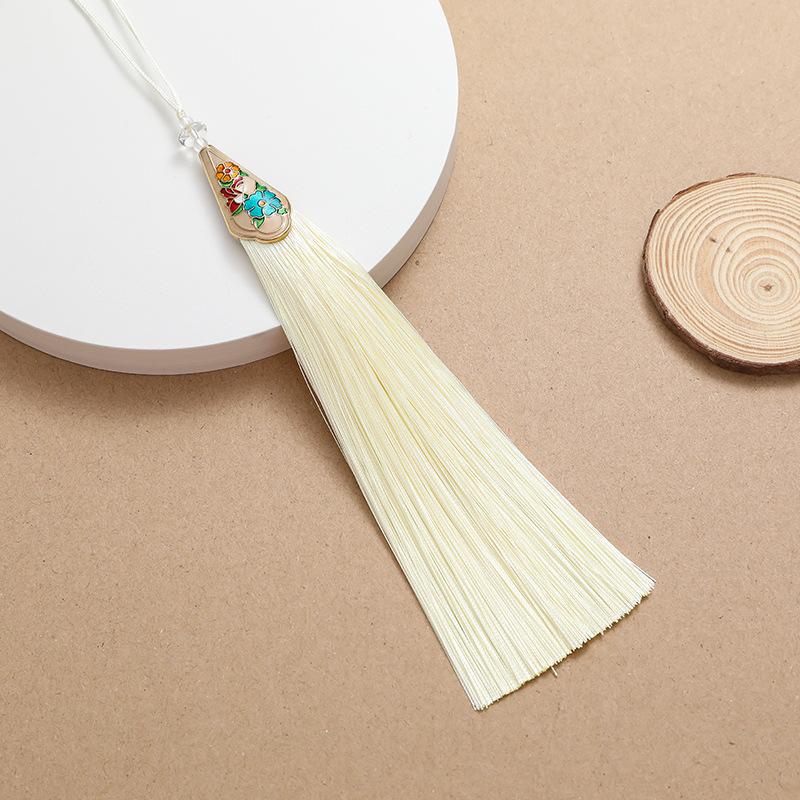 Chinese Classic Tassels Delicate Ethnic Style Flower Metal Frame Pendants DIY Handicraft Ornaments Key Ring Decoration