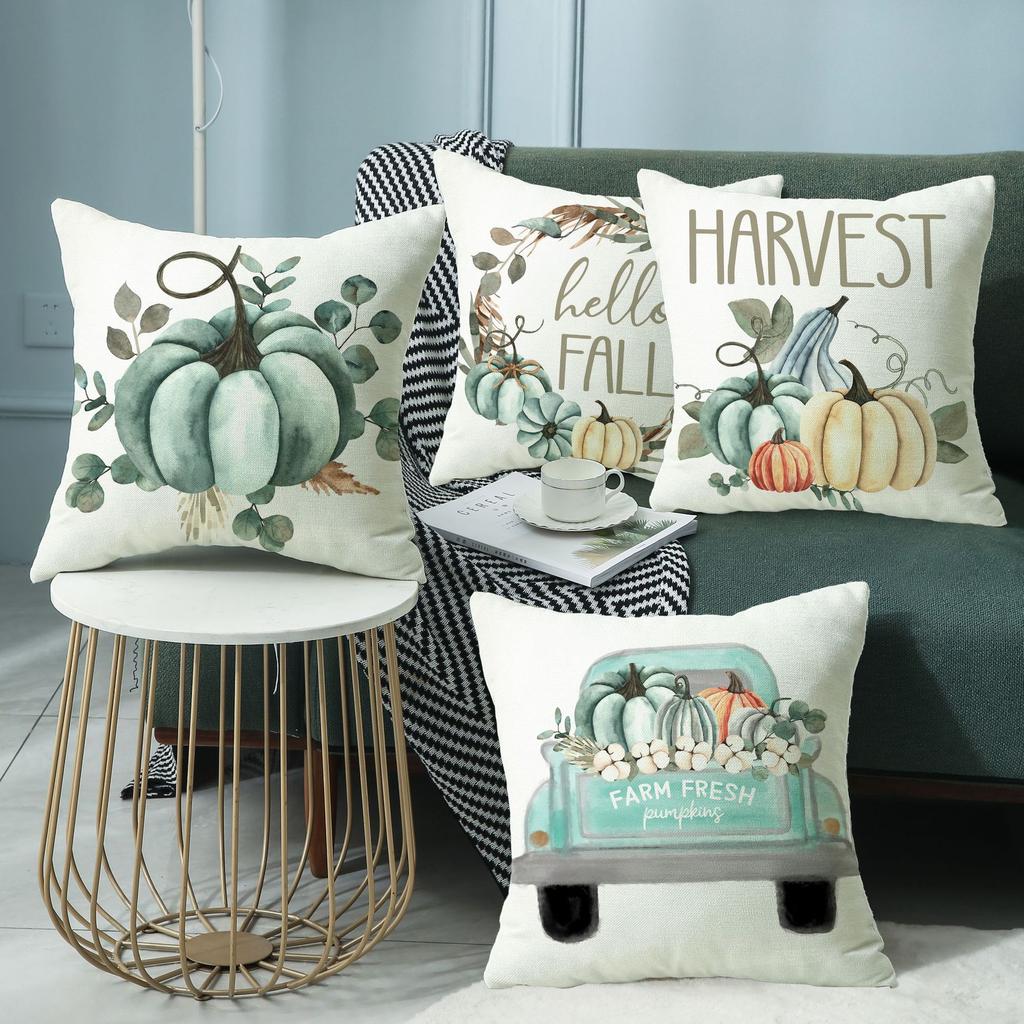 New Thanksgiving Throw Pillow Cover Pumpkin Truck Garland Harvest Festival Farm Party Decorative Throw Pillow Cover