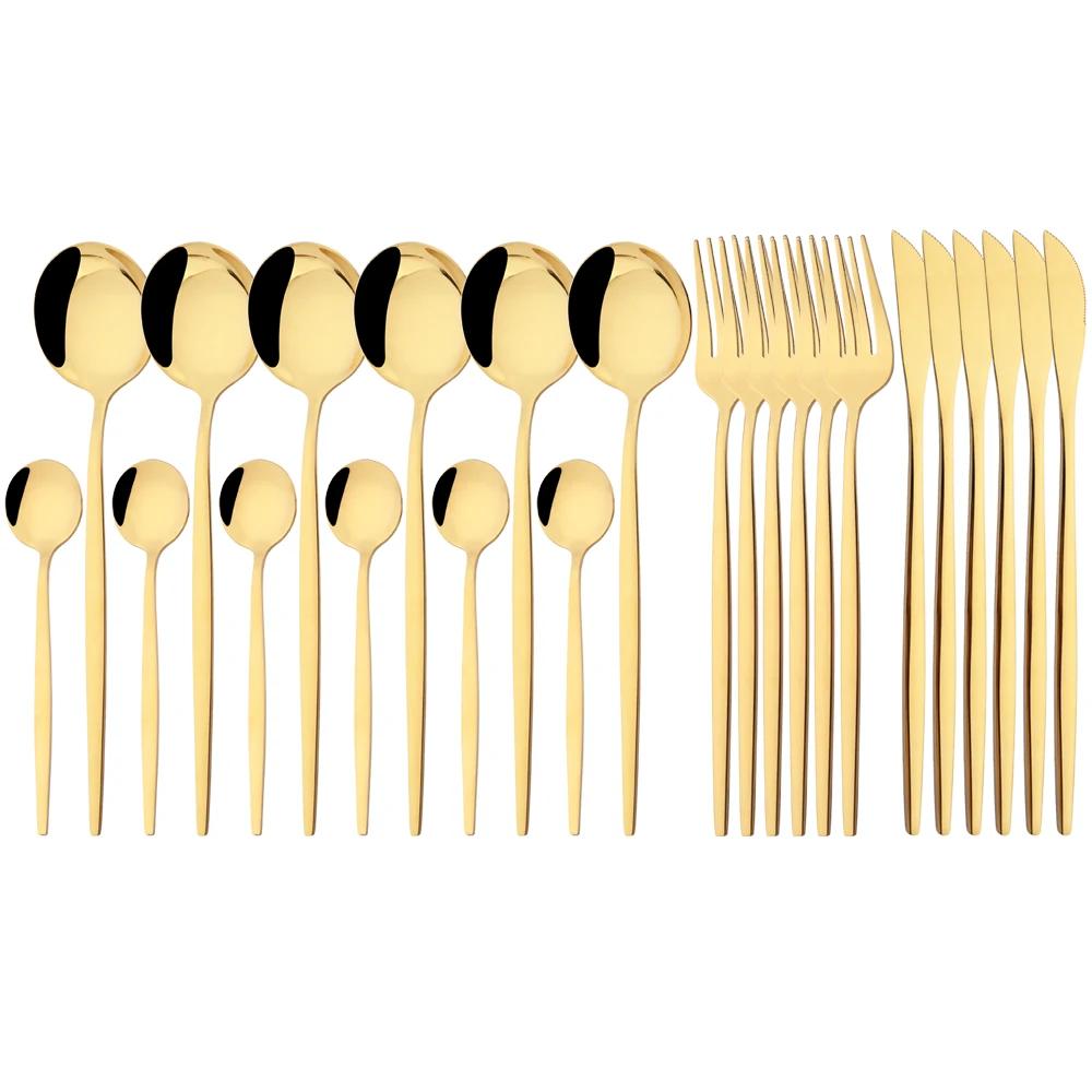 Набор столовых приборов из 24 предметов из синей серебристой нержавеющей стали, кухонная вилка, ложка, нож, набор столовых приборов в западном стиле, набор столовых приборов