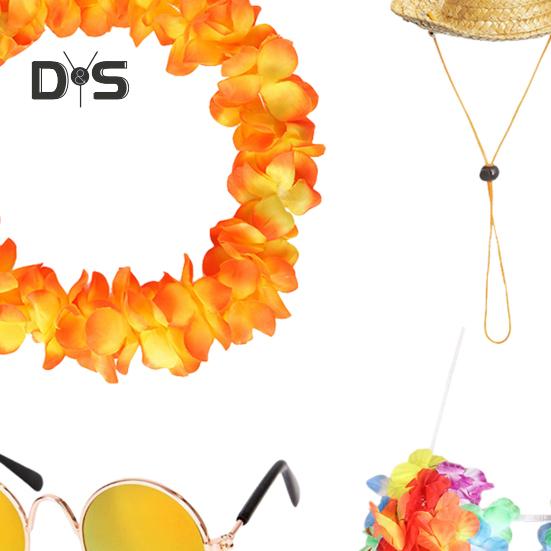 Летние наряды для крыльца гуся, гавайская соломенная шляпа леи, солнцезащитные очки, праздничный костюм для отпуска, пластиковая статуэтка гуся 23"/17", украшение для лужайки и патио