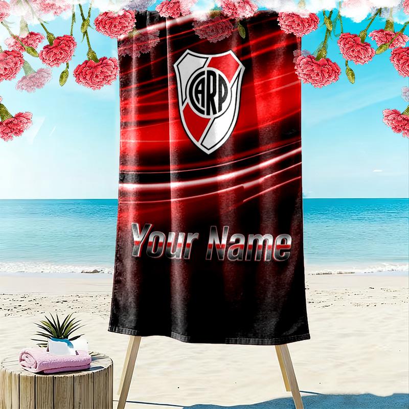 Name Custom River Plate Print Beach Towel, Large Soft Quick Dry Towel for Beach Camping Swimming