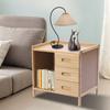 Modern Log Color Bedside Table with 3 Drawers - Slim Nightstand for Small Spaces - Floor Standing Bedside Cabinet for Bedroom