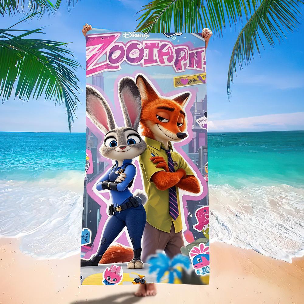 Zootopia Beach Towel Microfiber Bath Towel Kids Cartoon Week Judy Nick Quick Dry Towel