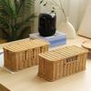 Коробка для организации кабелей Имитация ротанга Настольный органайзер для хранения Зарядное устройство Органайзер для ПК с крышкой для дома, гостиной, офиса Кейс для хранения