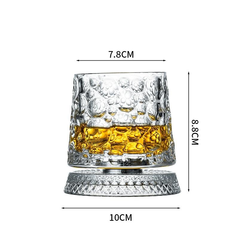 Whiskey Glasses Rotatable Tumbler Crystal Glass Cups Drinking Glasses with Creative Coasters for Scotch,Bourbon,Cocktails