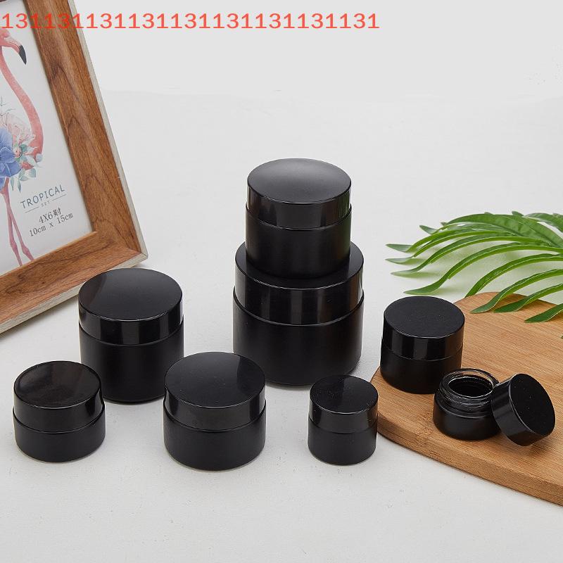 Plastic Lid Empty Jars Black Glass Cream Jar Cosmetic Container 10/30/60g Glass Bottle Make Up Container Travel Cosmetic Jars