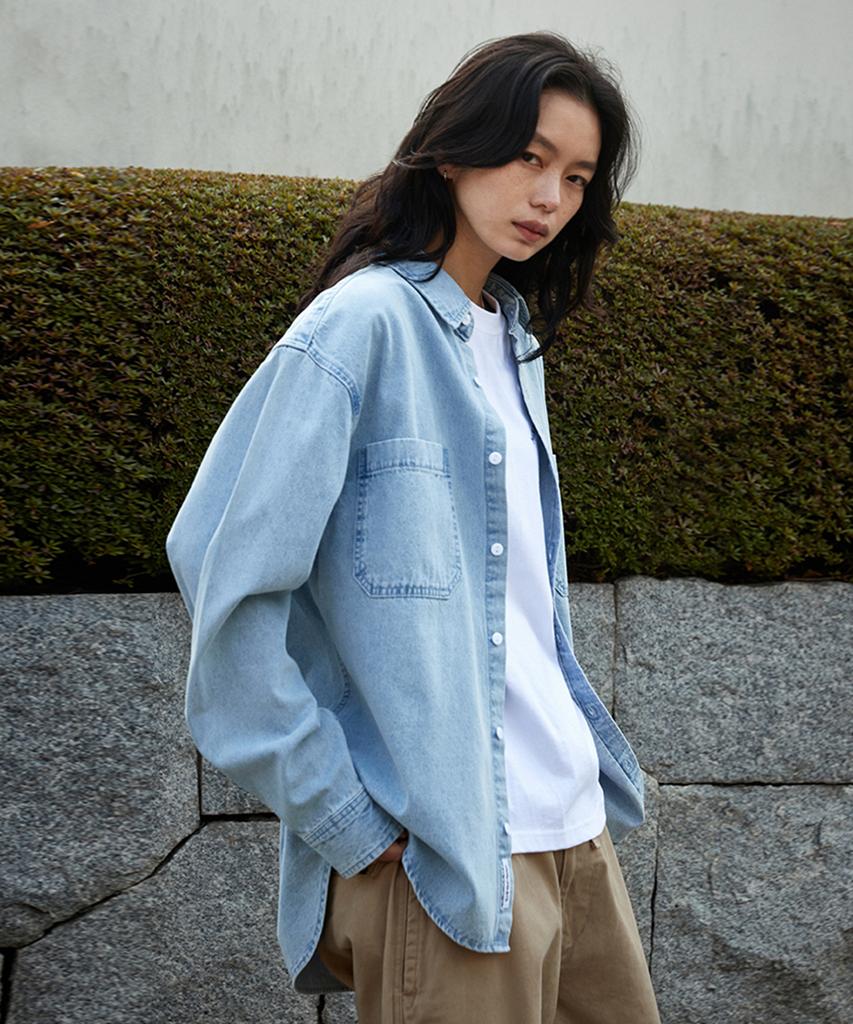 MINIMALPROJECT Oversized Washed Denim Shirt Mls219 / 2 Colors