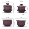 Purple Clay Tea Tureen Gaiwan Chinese Ceramic Tea Bowl Set Covered Bowl with Lid Cup Saucer China Cup Bowls Drinkware