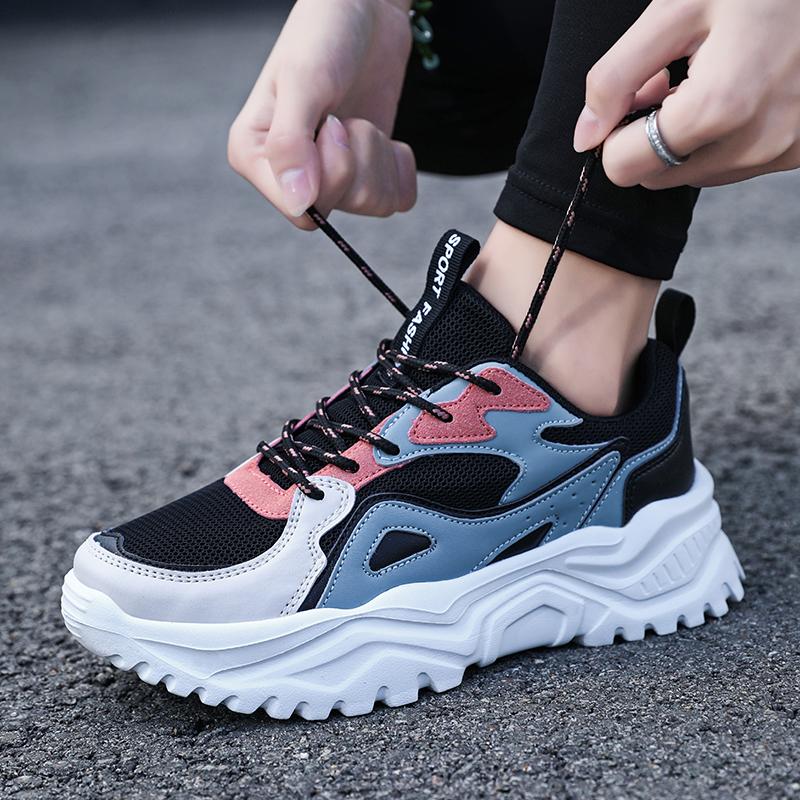 Женская обувь на высоком каблуке с толстой подошвой, весенне-осенняя женская резиновая легкая спортивная обувь для бега на открытом воздухе для фитнеса и улицы