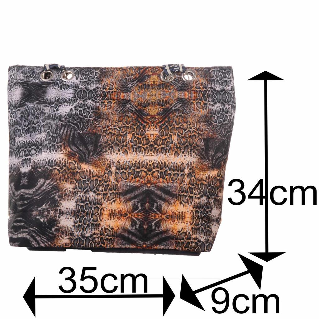 Strandtasche mit Snake Print und Reißverschluss