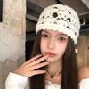 Женская дышащая вязаная крючком ажурная шапочка в корейском стиле - летняя, тонкая и универсальная