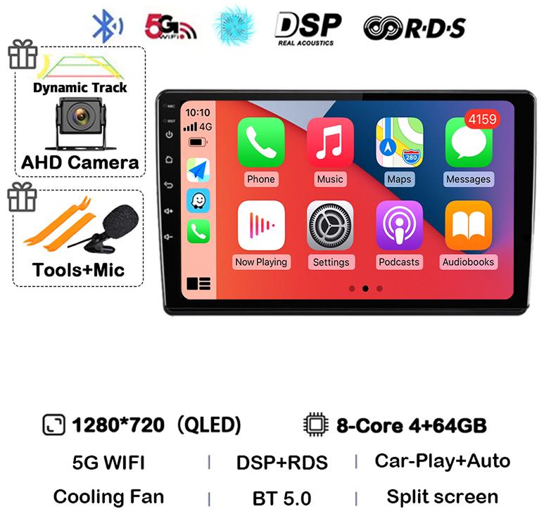 Android 14 Carplay Auto для Skoda Fabia 2 2007-2012 2013 2014 Автомобильный радиоприемник GPS стерео мультимедийный проигрыватель головное устройство 2 din WIFI+4G DSP