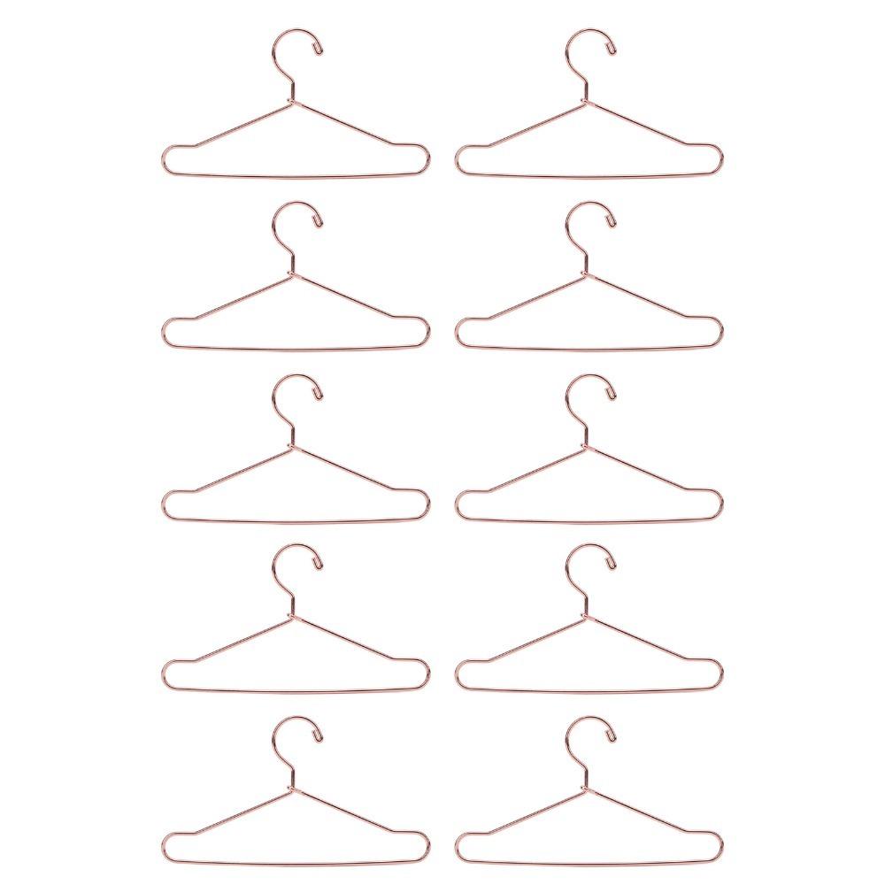 10pcs Rose Gold Doll House Clothes Hanger Stainless Steel Doll Garment Hanger Playhouse Use
