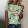 Летний топ с круглым вырезом и принтом 3D-рыб, модные повседневные женские футболки с короткими рукавами