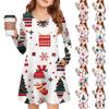 Christmas Day Girls' Long Sleeve Dress - Color Pocket Dress