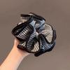 1 шт. Ретро Мода Черно-белая клетка Резинки для волос в виде толстой кишки, Сладкая ретро плиссированная резинка для волос в виде цветочного бутона, Аксессуары для волос