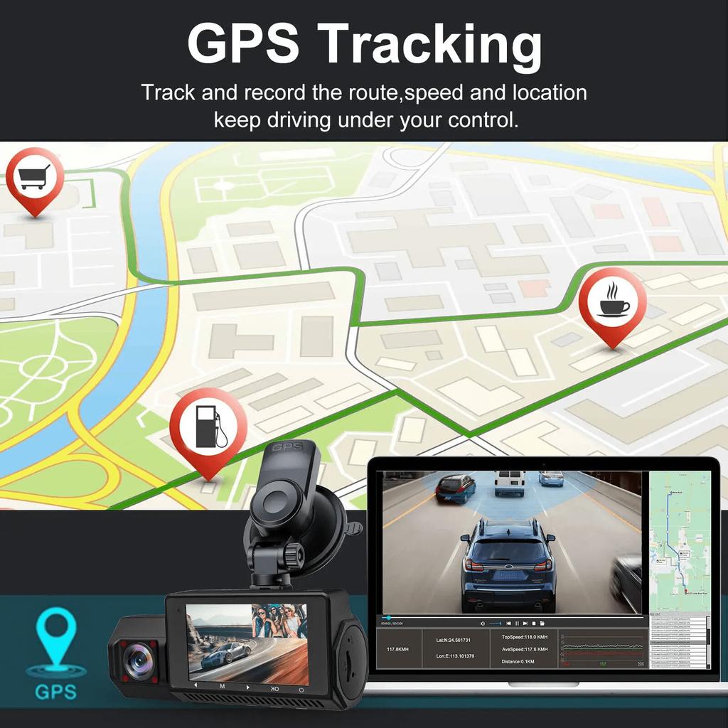 Видеорегистратор 4K камера для автомобиля видеорегистратор GPS Wi-Fi 24-часовой монитор парковки видеорегистратор ночного видения спереди и сзади 3 видеорегистратора камера видеорегистратор