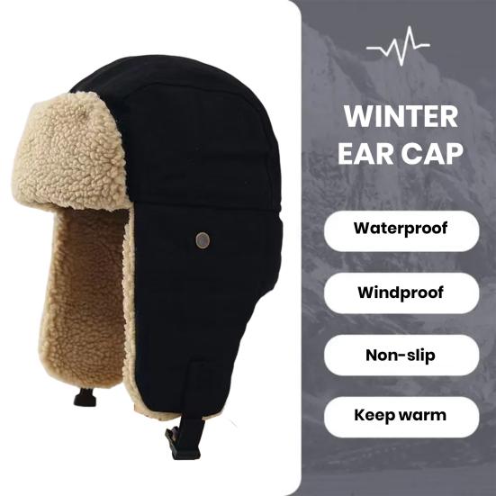 Unisex Winter Hat Thickened Fleece Lined Ear Protection Windoroof Buckle Fasten Heat Retention