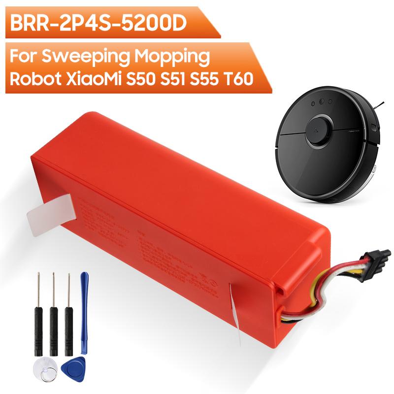 Replacement Battery BRR-2P4S-5200D For XIAOMI MIJIA Mi S50 S51 S55 T60 Sweeping Mopping Robot Vacuum Cleaner 5200mAh