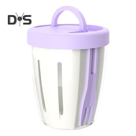 Двухслойный салатник, переносной контейнер для фруктов с вилкой, герметичная герметичная коробка для еды для пикника на открытом воздухе и путешествий